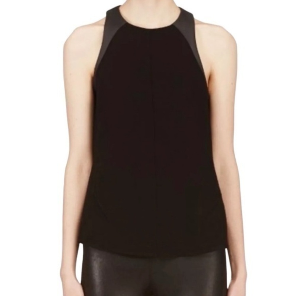 Rag & Bone‎ Nudie Black Sleeveless Vegan Faux Leather Tank Top Blouse Size XS